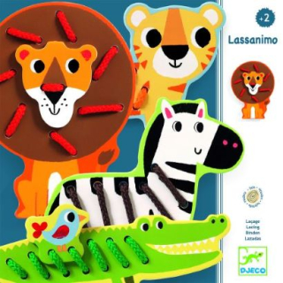 Djeco Lassanimo - šnurovanie, drevená edukatívna hra